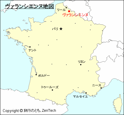 フランスにおけるヴァランシエンヌ地図