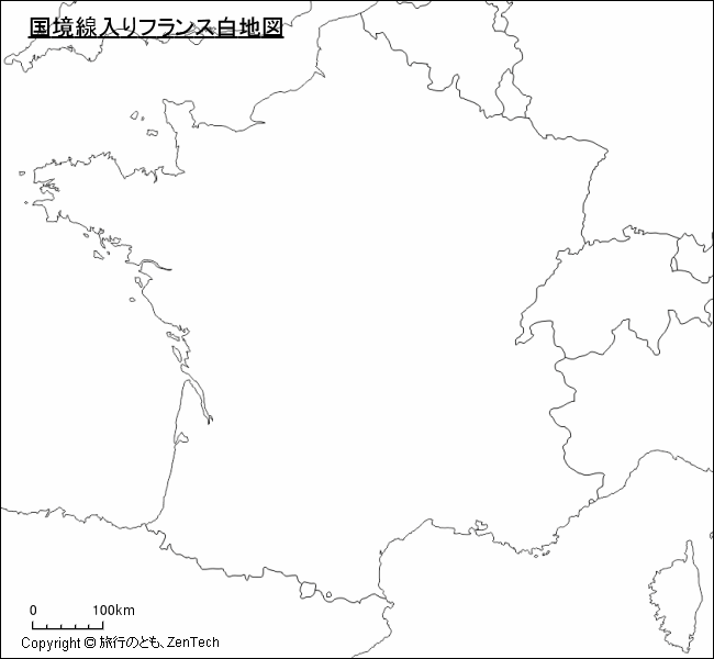 国境線入りフランス白地図