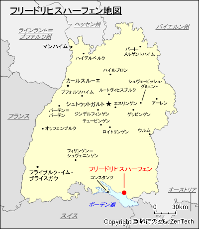 バーデン=ヴュルテンベルク州フリードリヒスハーフェン地図