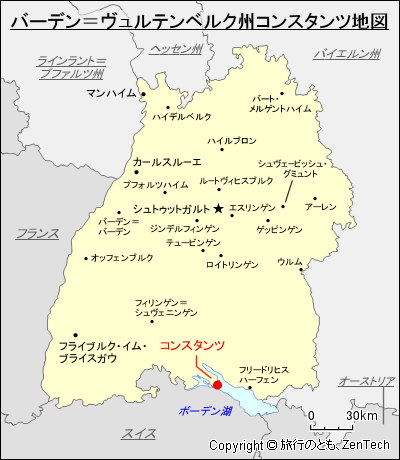 バーデン=ヴュルテンベルク州コンスタンツ地図