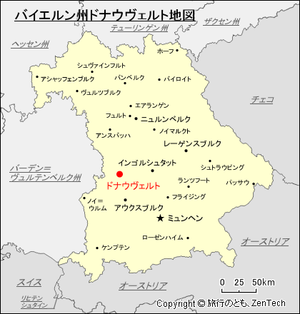 バイエルン州ドナウヴェルト地図
