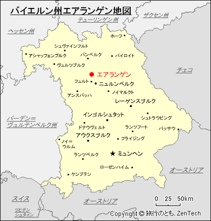 バイエルン州エアランゲン地図