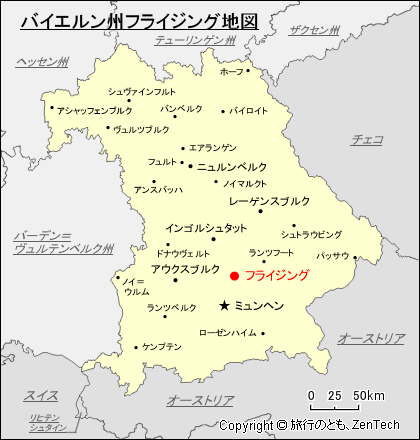 バイエルン州フライジング地図