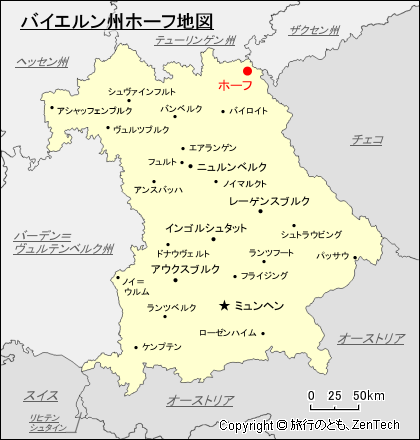 バイエルン州ホーフ地図