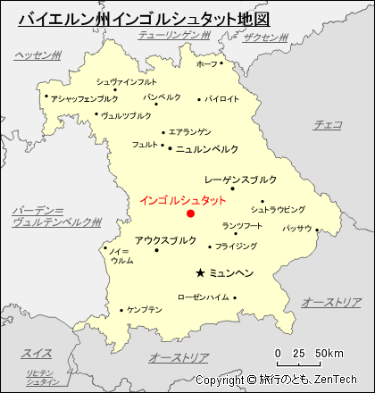 バイエルン州インゴルシュタット地図