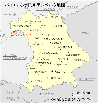 バイエルン州ミルテンベルク地図