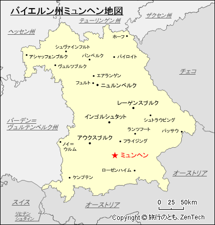 バイエルン州ミュンヘン地図