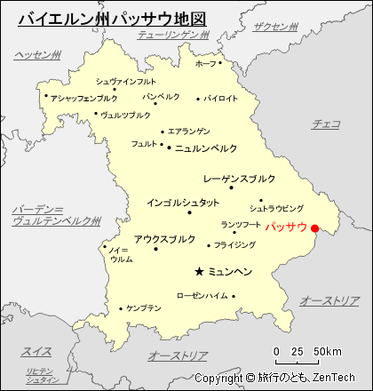 バイエルン州パッサウ地図