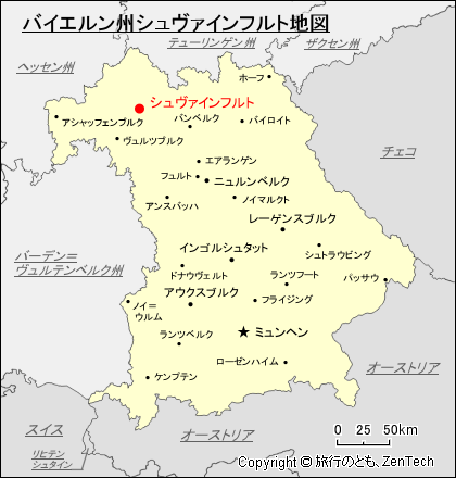 バイエルン州シュヴァインフルト地図