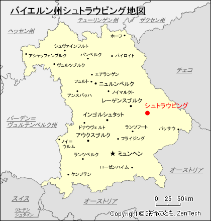 バイエルン州シュトラウビング地図