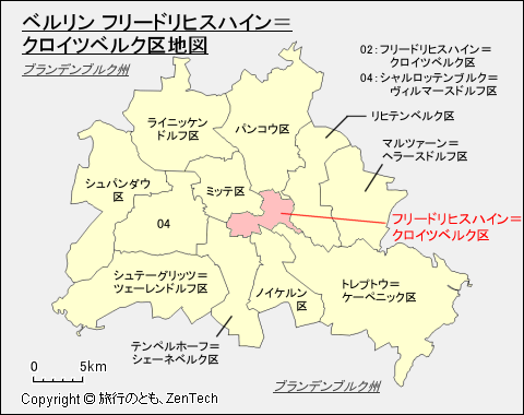 ベルリン フリードリヒスハイン＝クロイツベルク区地図