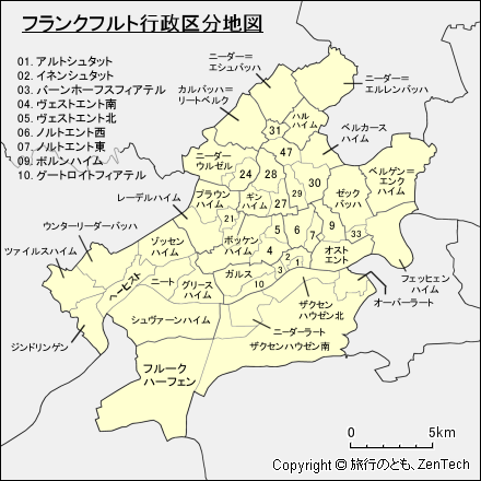 フランクフルト行政区分地図