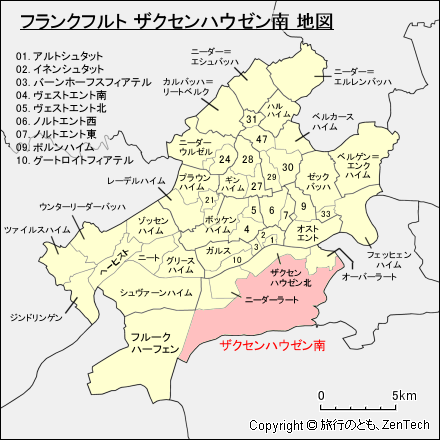 フランクフルト ザクセンハウゼン南 地図