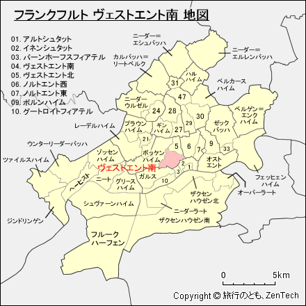 フランクフルト ヴェストエント南地図