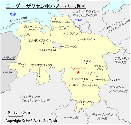 ニーダーザクセン州ハノーバー地図