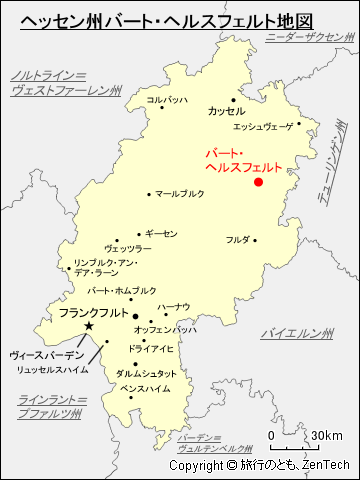 ヘッセン州バート・ヘルスフェルト地図