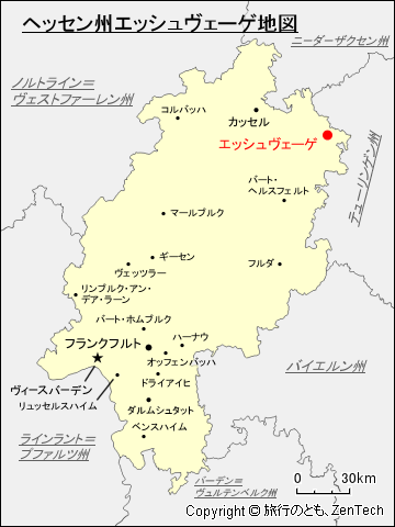 ヘッセン州エッシュヴェーゲ地図