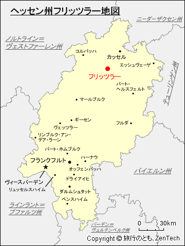 ヘッセン州フリッツラー地図