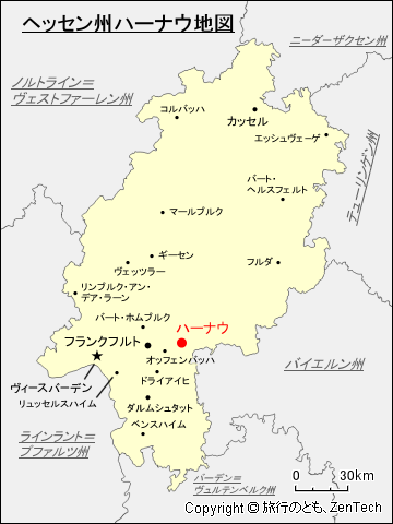 ヘッセン州ハーナウ地図