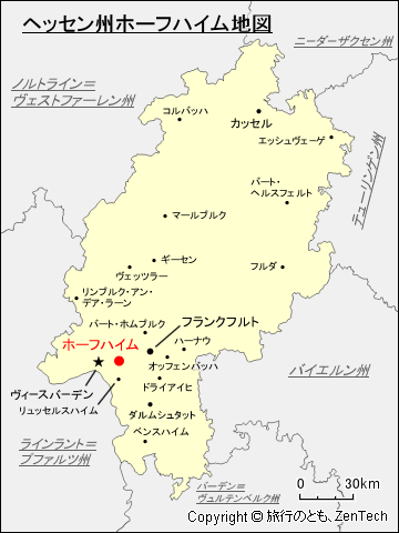 ヘッセン州ホーフハイム・アム・タウヌス地図