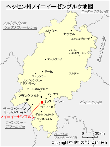 ヘッセン州ノイ=イーゼンブルク地図