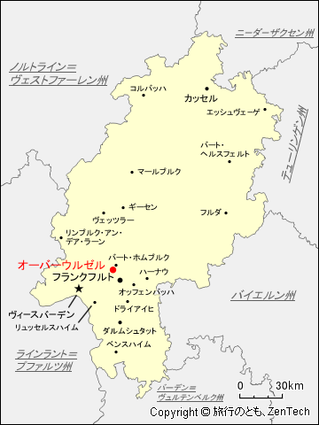 ヘッセン州オーバーウルゼル（タウヌス）地図