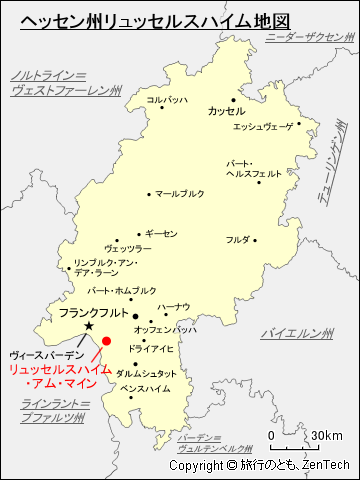ヘッセン州リュッセルスハイム・アム・マイン地図
