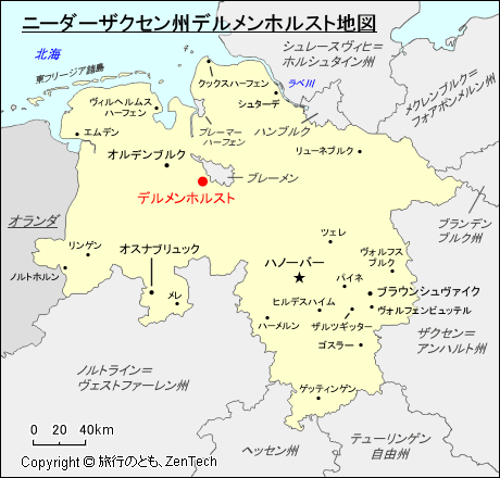 ニーダーザクセン州デルメンホルスト地図