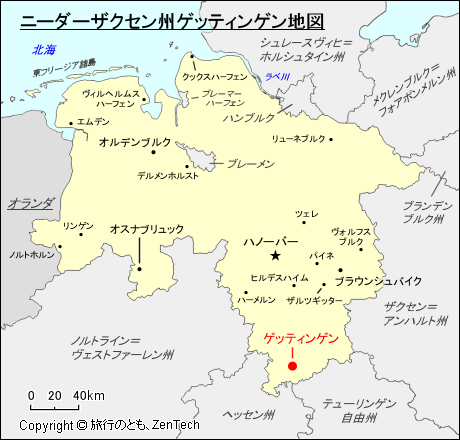 ニーダーザクセン州ゲッティンゲン地図