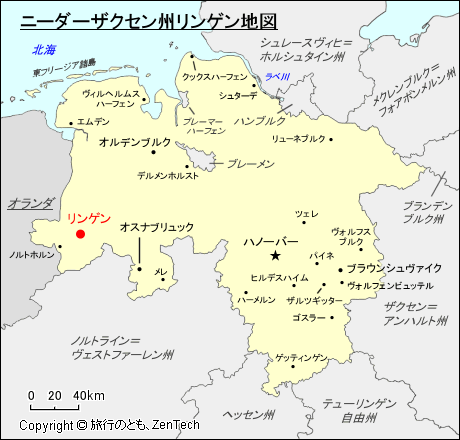 ニーダーザクセン州リンゲン地図