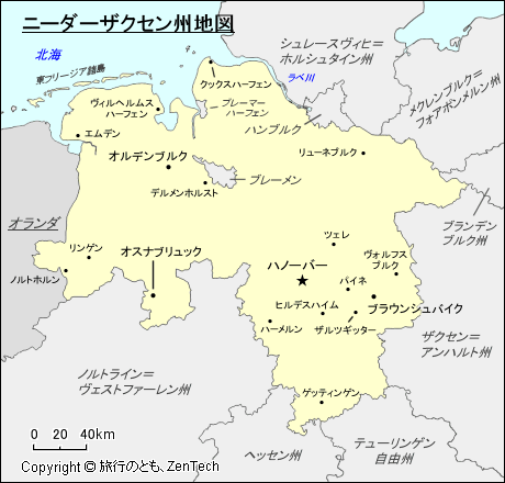 ニーダーザクセン州地図