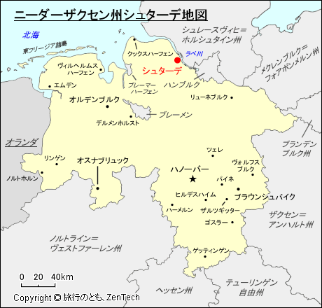 ニーダーザクセン州シュターデ地図