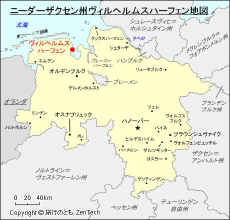 ニーダーザクセン州ヴィルヘルムスハーフェン地図