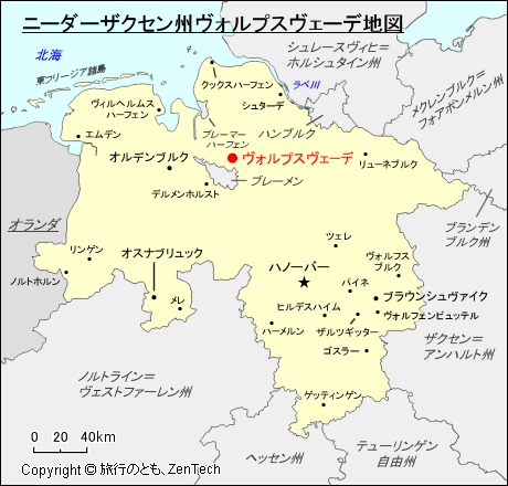 ニーダーザクセン州ヴォルプスヴェーデ地図