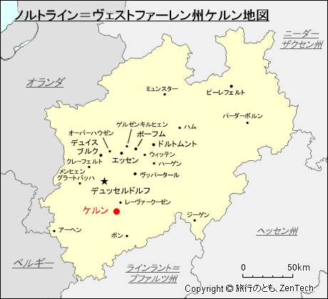 ノルトライン＝ヴェストファーレン州ケルン地図