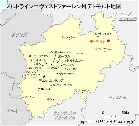 ノルトライン=ヴェストファーレン州デトモルト地図