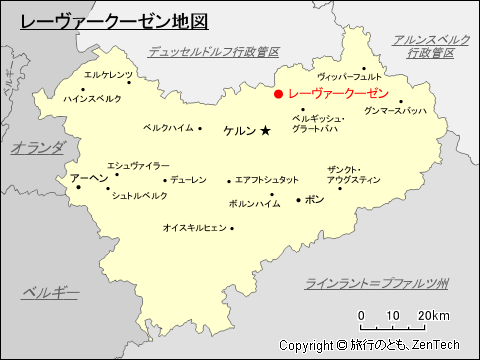 ケルン行政管区レーヴァークーゼン地図