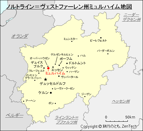 ノルトライン＝ヴェストファーレン州ミュルハイム・アン・デア・ルール地図