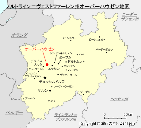 ノルトライン＝ヴェストファーレン州オーバーハウゼン地図