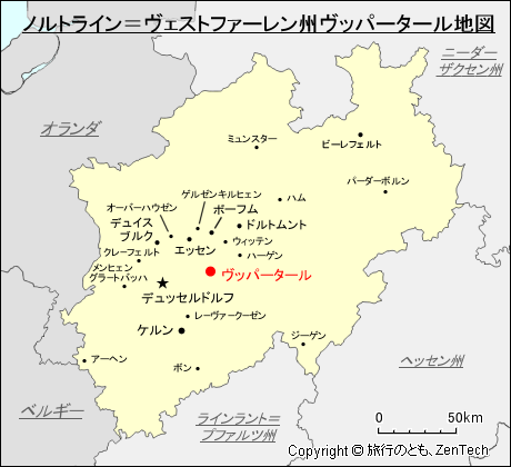 ノルトライン＝ヴェストファーレン州ヴッパータール地図