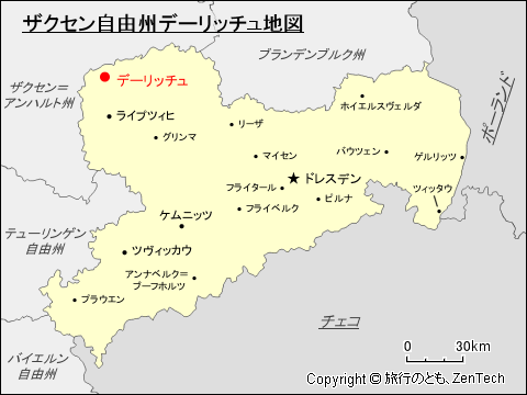 ザクセン自由州デーリッチュ地図