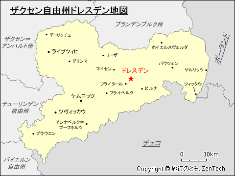 ザクセン自由州ライプツィヒ地図