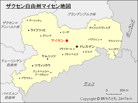 ザクセン自由州マイセン地図