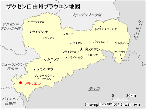 ザクセン自由州プラウエン地図