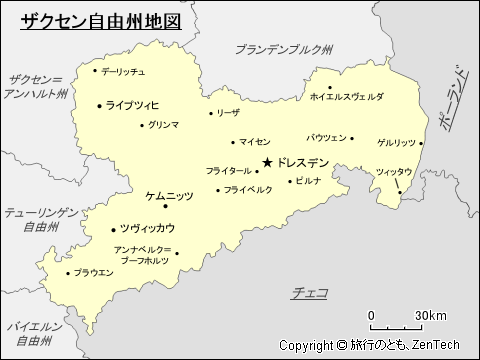 ザクセン自由州地図