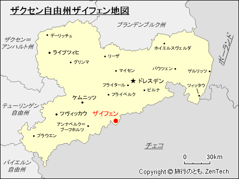 ザクセン自由州ザイフェン地図