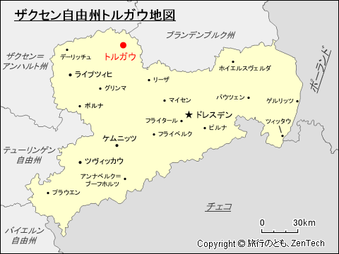 ザクセン自由州トルガウ地図