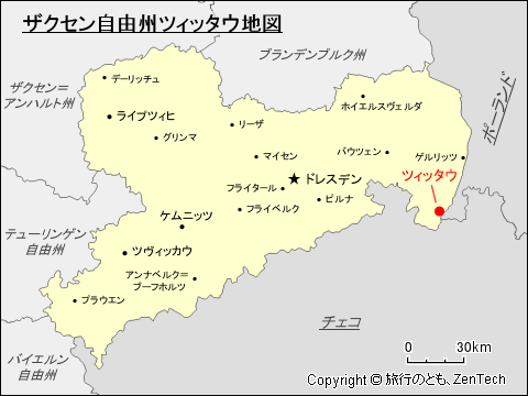 ザクセン自由州ツィッタウ地図