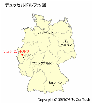 ドイツにおけるデュッセルドルフの位置地図