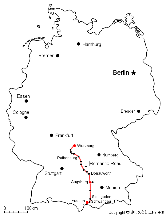 ロマンチック街道地図